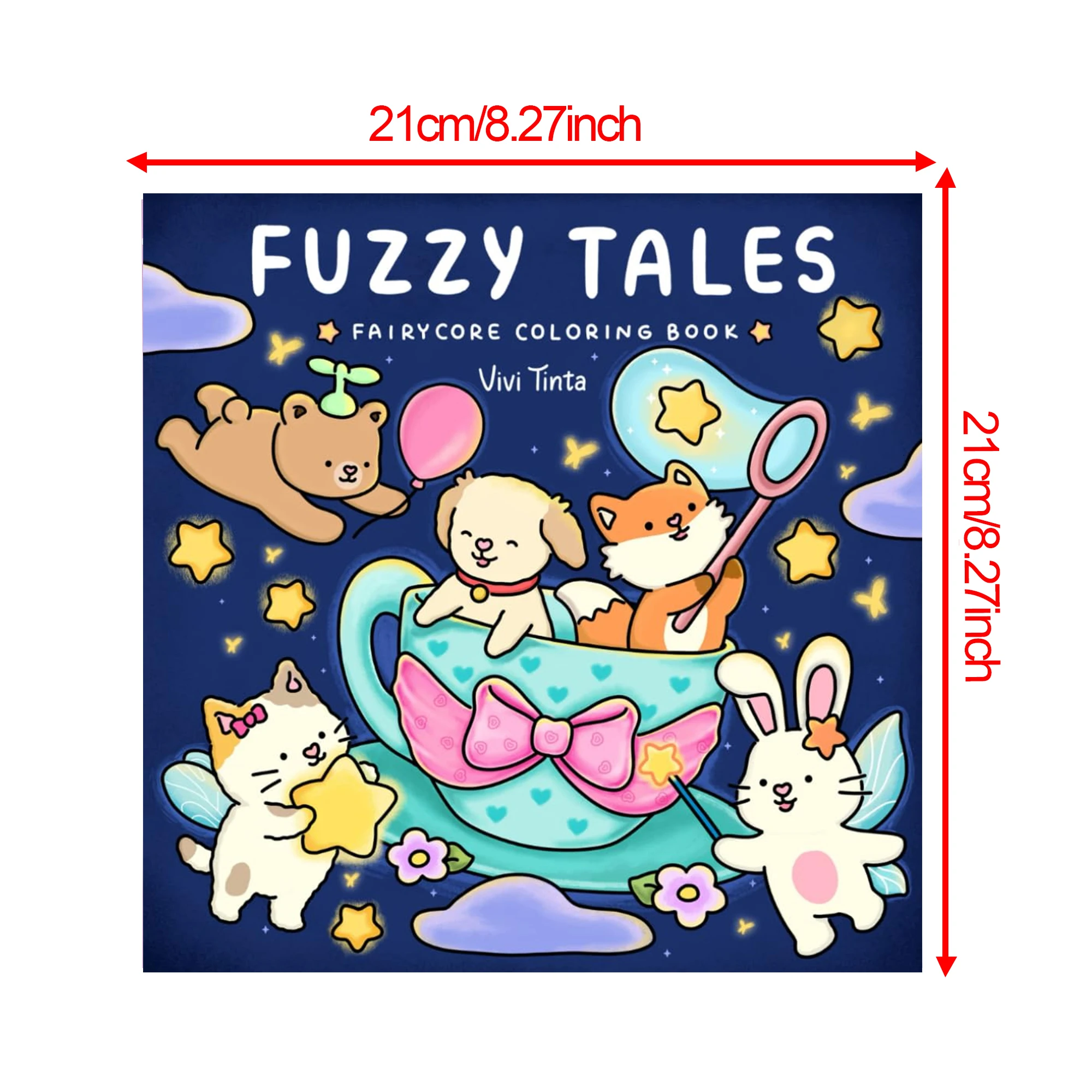 Fuzzy Tales Fairycore Coloring Book for Adults Teens Featuring Adorable Animals Characters Fuzzy Friends Coloring image 6