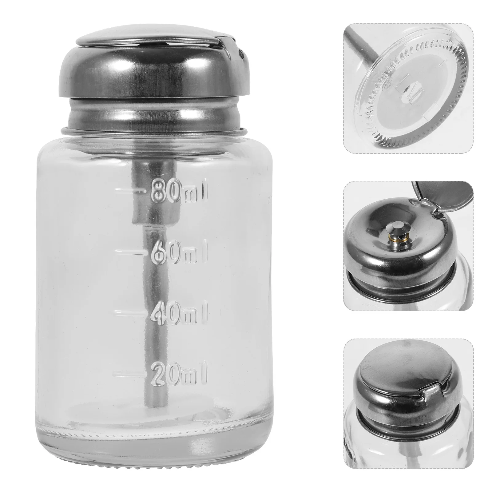 空のプレスポンプボトルポータブルクリアガラスディスペンサーマニキュアリムーバーメイクアップリムーバー液体保管マニキュア用品用