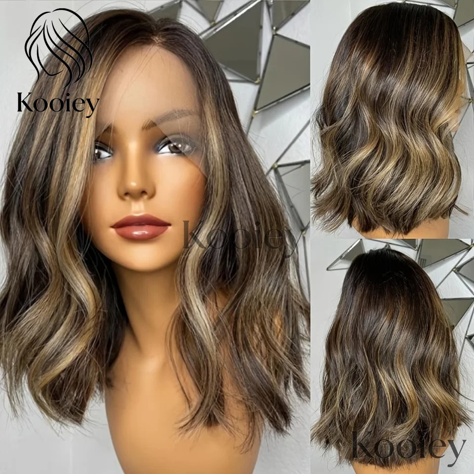 

Парик Balayaga Highlight Brown Blonde из натуральных волос, без клея, с естественной волной, 5x5, с шелковым верхом, на шнуровке, предварительно проработанный, 13x6/360, с кружевной основой