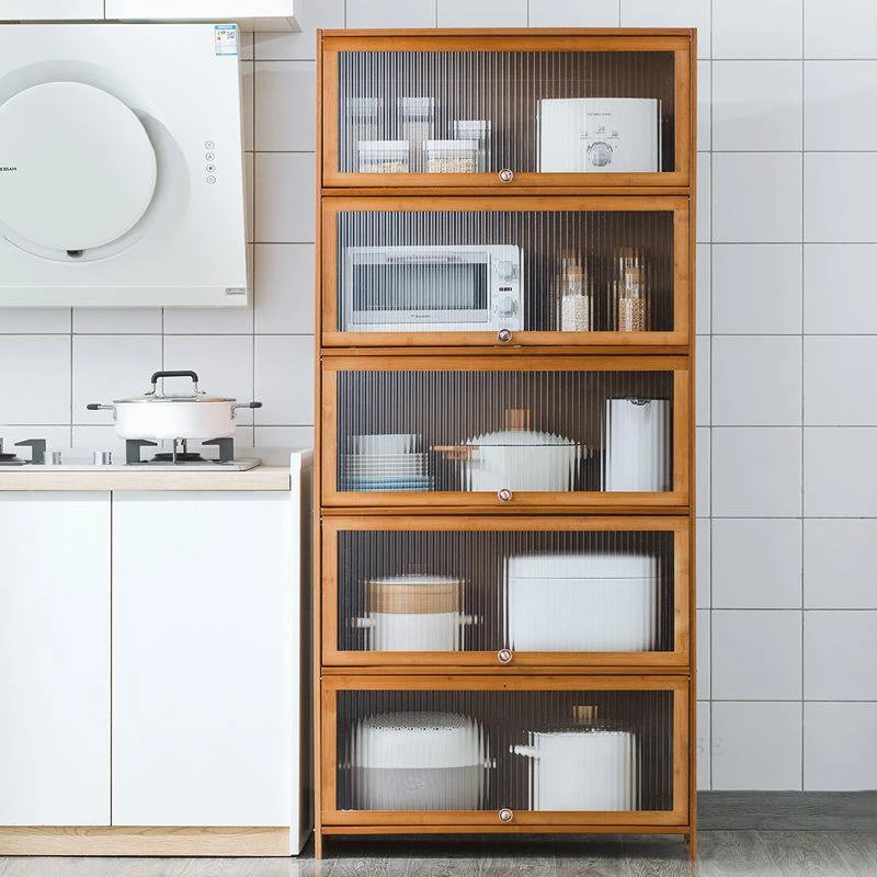 Kitchen Cabinet Multi-layer Microwave Oven Storage Cabinet Bamboo Floor Locker Appliance Storage Rack Cupboard Kitchen Furniture