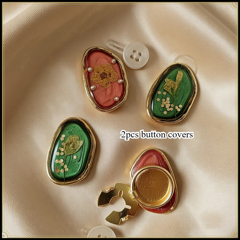 2PCS Fashion High Quality Pearl Flower Button Covers for DIY Clothing Decorative Button Shirt Sleeve Button Decoration
