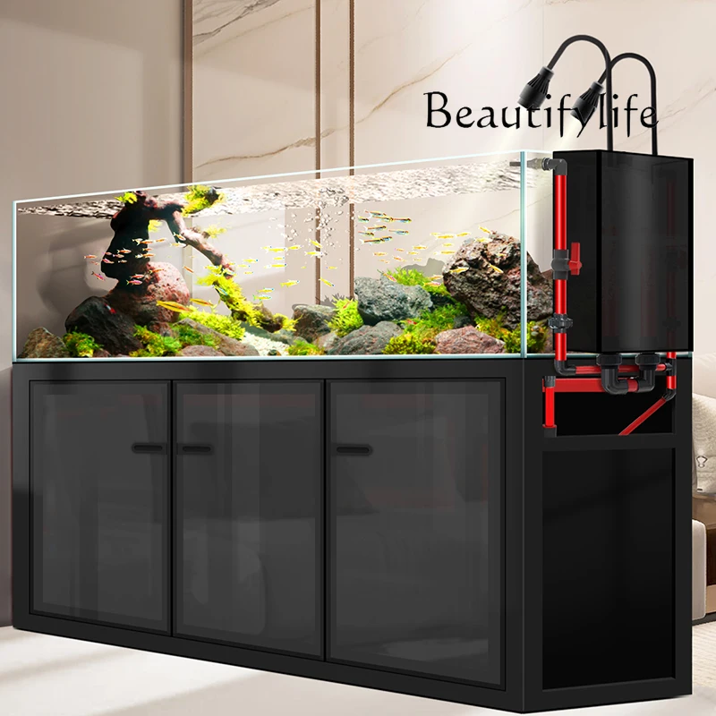

ultra-white glass medium and large landscaping screen partition entrance aquatic plant tank bottom filter free of water change