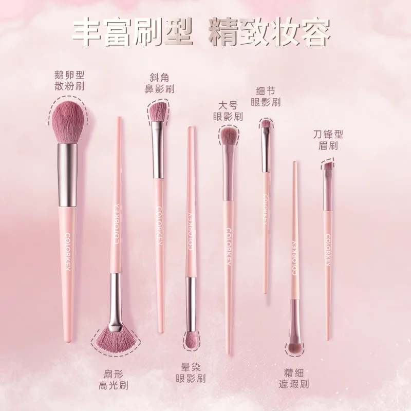 Colorkey Make-up-Pinsel, 8er-Set, weiche, flauschige Wolle, Make-up-Pinsel, Rouge, Lidschatten, Concealer und Konturpinsel, Make-up-Werkzeuge