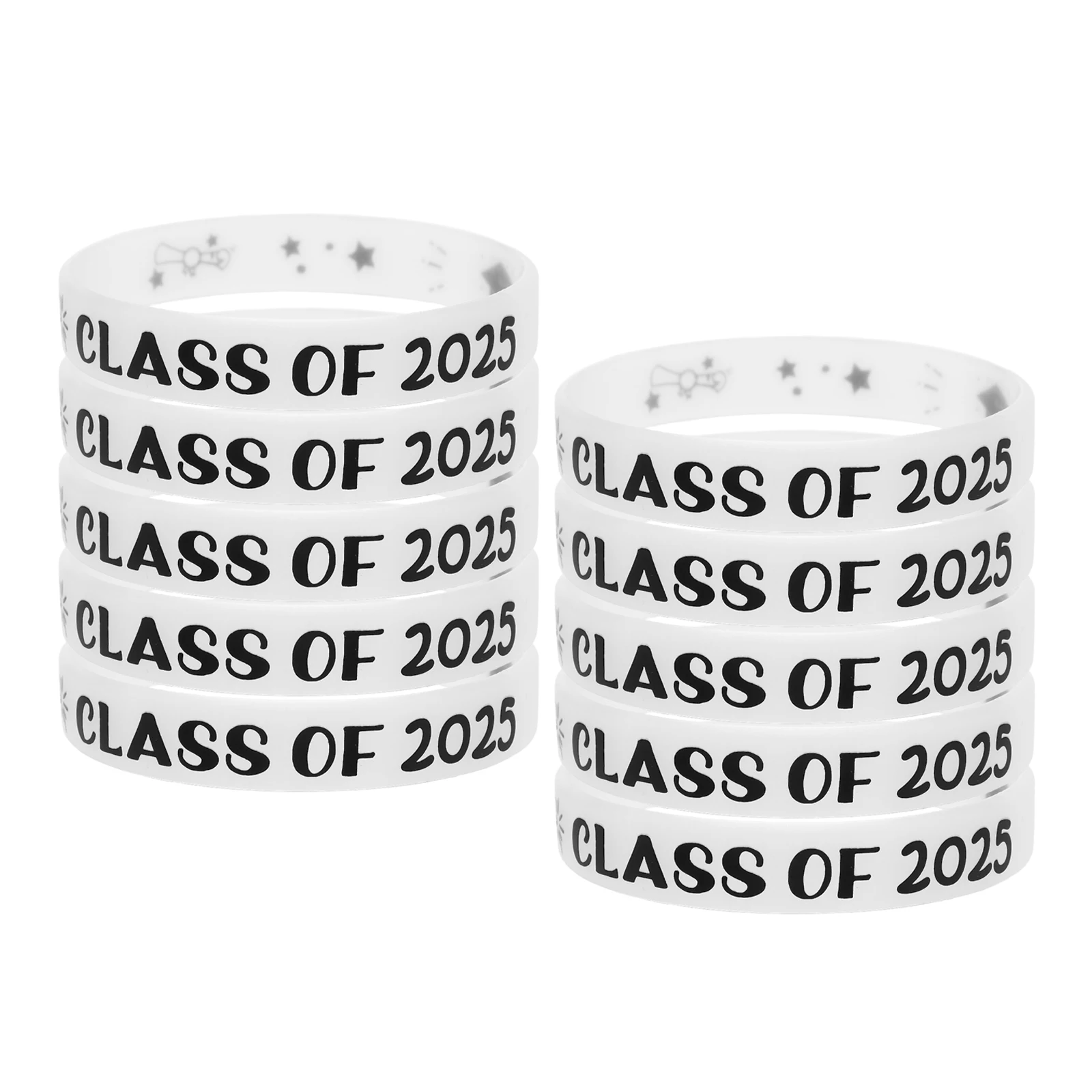 

10 pcs Graduation Wristbands Class of 2025 Glow Dark Silicone Bracelets Elastic Luminous Bands Fit Most Sizes Ideal Souvenirs