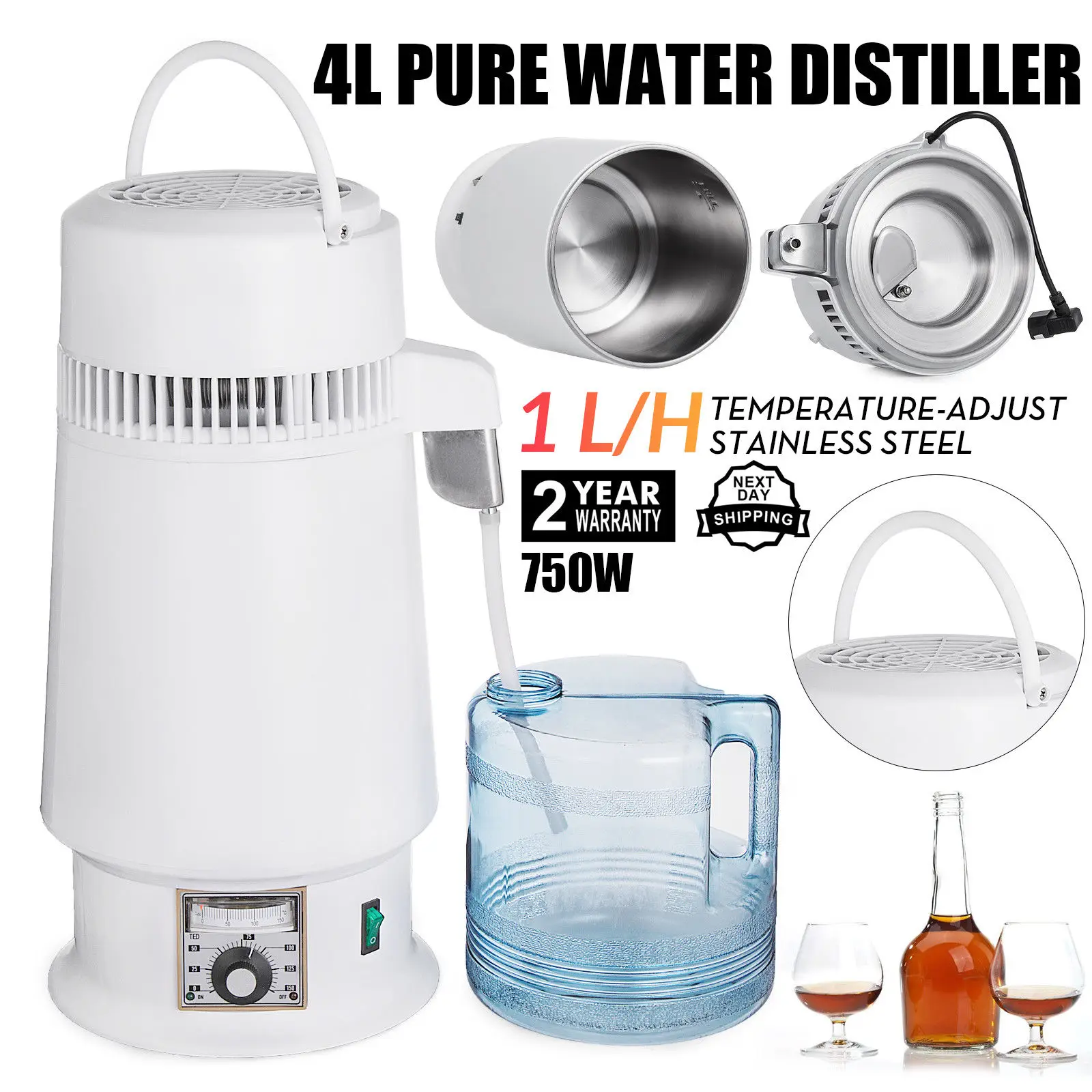 Electric Water Alcohol Distiller Purifier Beer Wine Making Countertop NEW