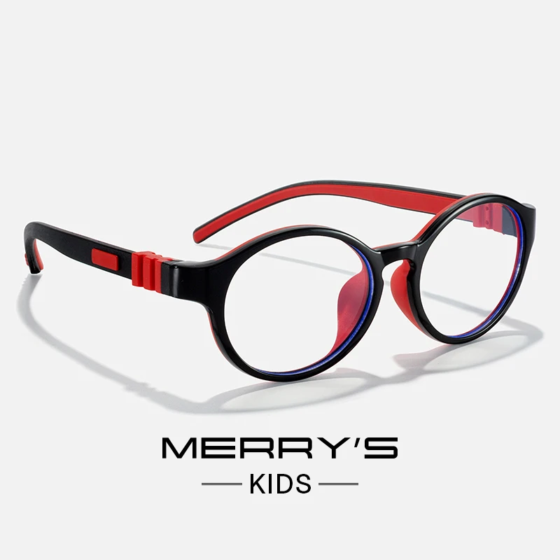 MERRYS DESIGN Kids Round Silicone Flexible Glasses Frame For Boy Girl Ultralight Optical Eyeglasses With Sports Strap S7013