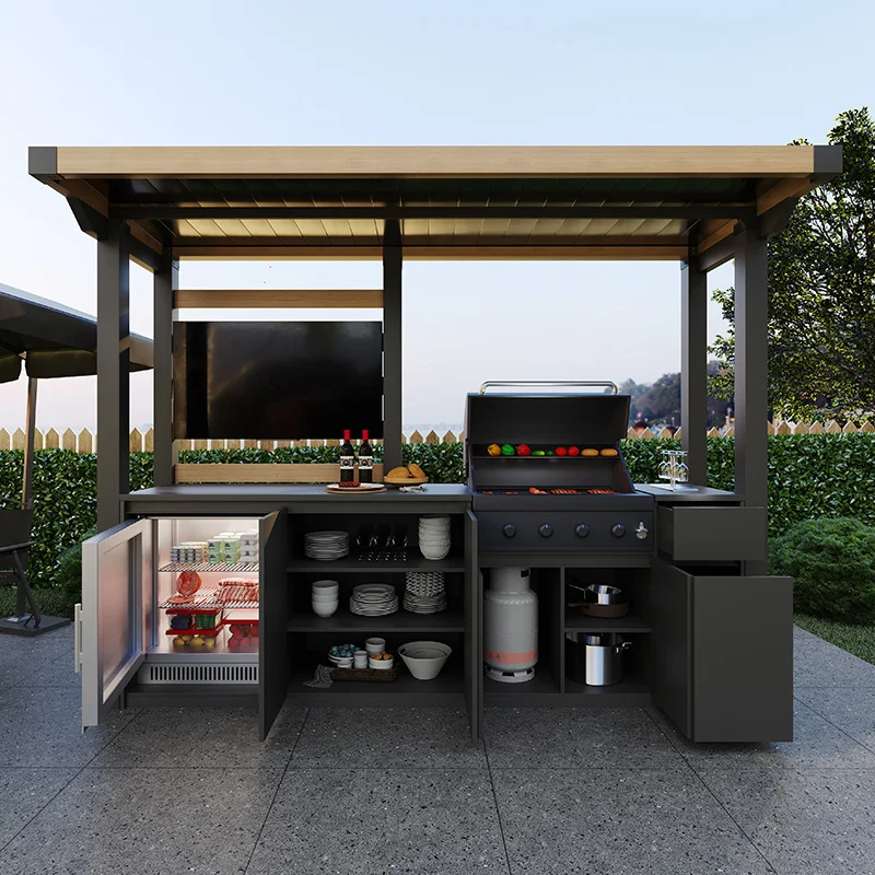 

Modern Custom Outdoor Dining Sideboard Factory Aluminum Patio Garden Set With Drawer MetalCabinetPatio Set Outdoor Furniture