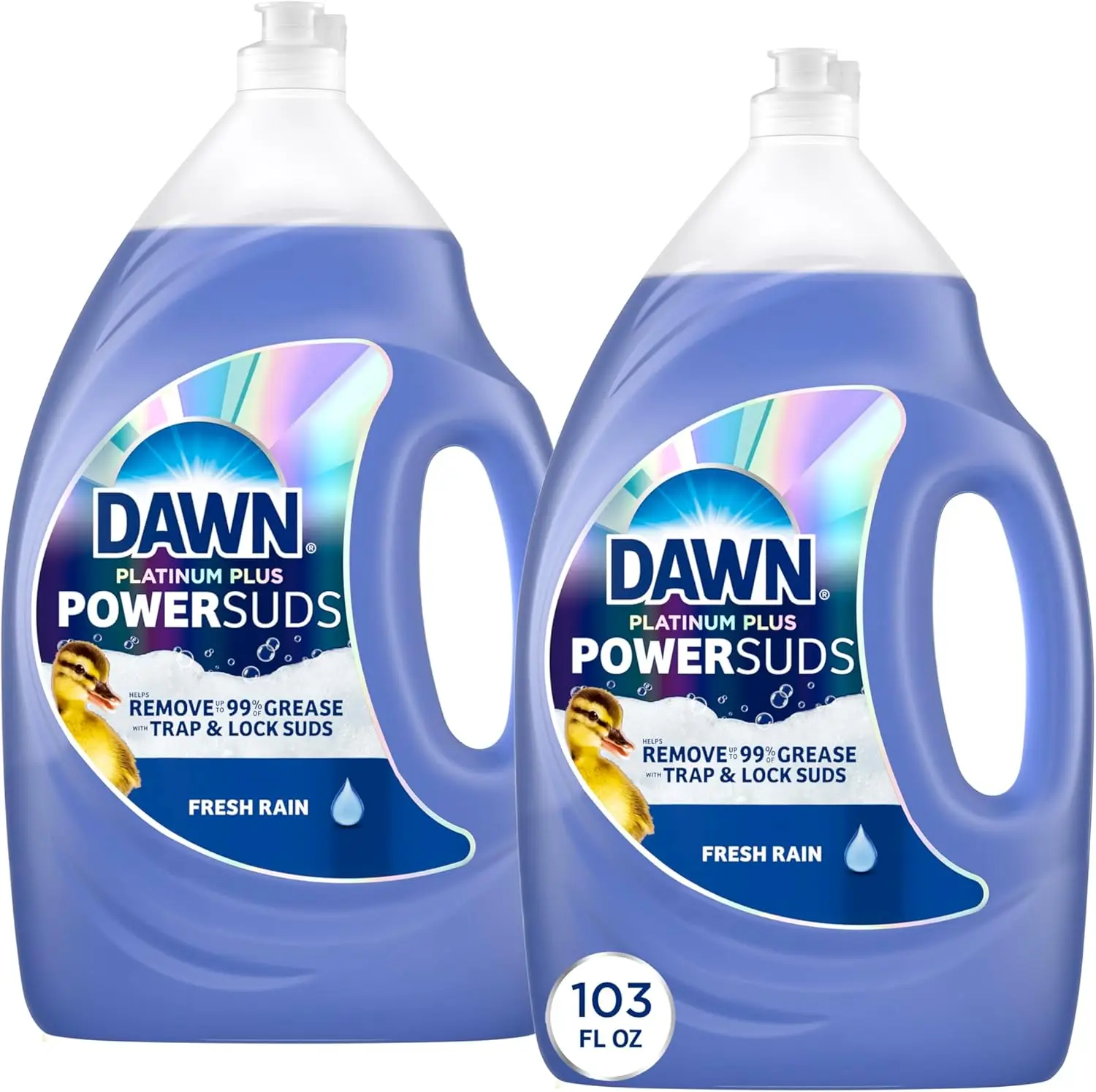 

Powerful Dish Soap Liquid, Fresh Rain Scent, 51.5 fl oz (Pack of 2) - Effective Dishwashing Detergent for Clean Dishes