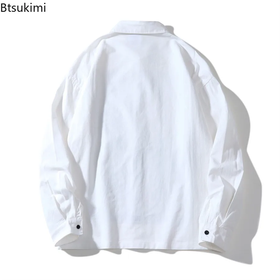 New Men's Black Shadow Printed Long Sleeve Shirts Fashion Streetwear Spring Autumn Loose Casual Shirts Personalized Men Clothing