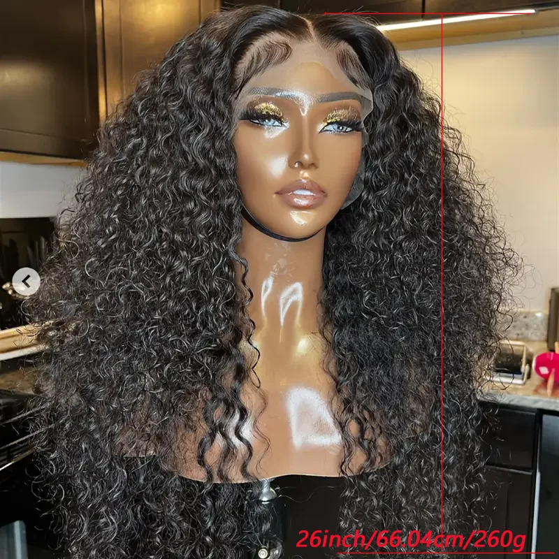 Бесклеевые 30-дюймовые длинные курчавые вьющиеся человеческие волосы Натуральные черные 13x6 HD Парики фронта шнурка Бразильские свободные части Предварительно выщипанные с детскими волосами