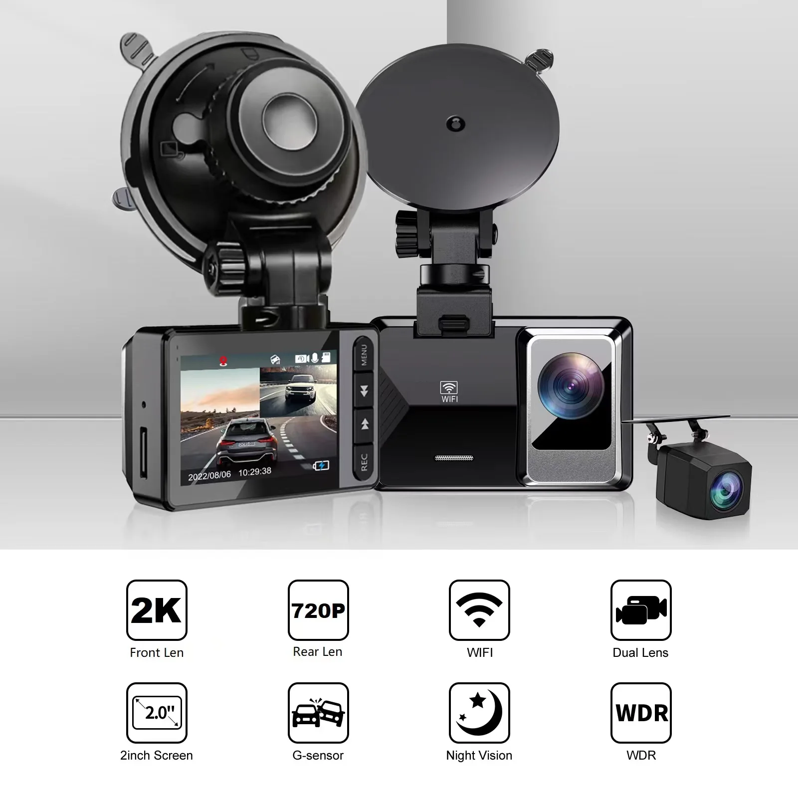 Dash Cam for Cars Dual Camera Wifi Car Dvr Night Vision Dashcam 24h Parking Front And Rear Dvrs Kamera Samochodowa Rejestrator