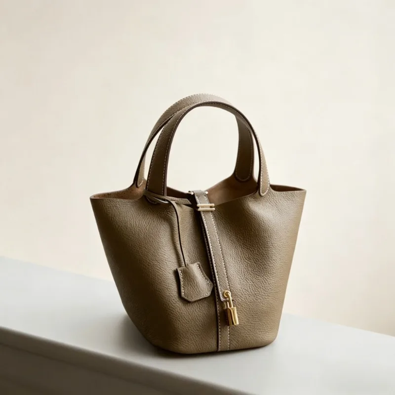 

New Luxury Designer Bucket Bag for Women Drawstring Leather Handbag Tote Mommy Bag Casual Shoulder Bag