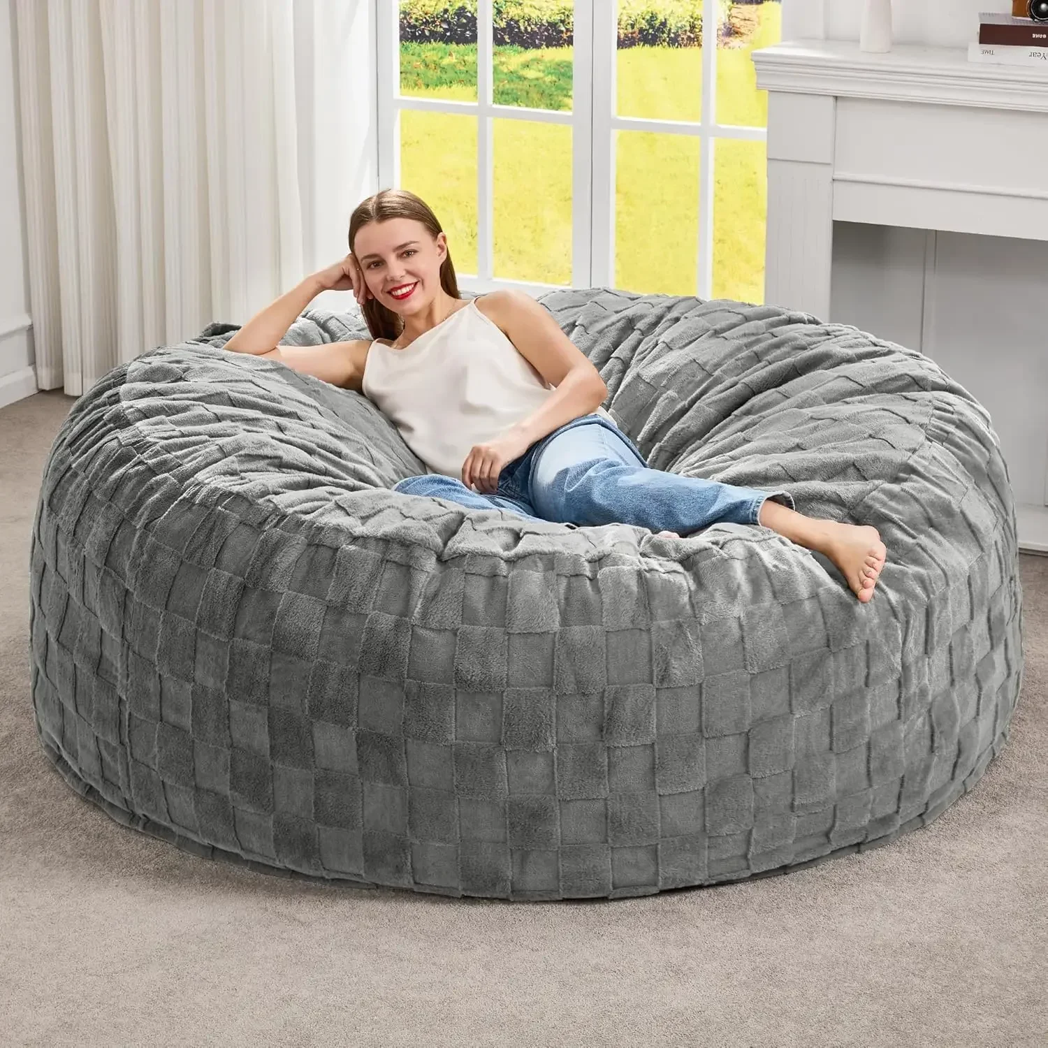 

Bean Bag Chairs Beanbag Chair with Filler Adult Bean Bags with Fluffy Plaid Cover, Giant Bean Bag Chairs for Adults for Living R