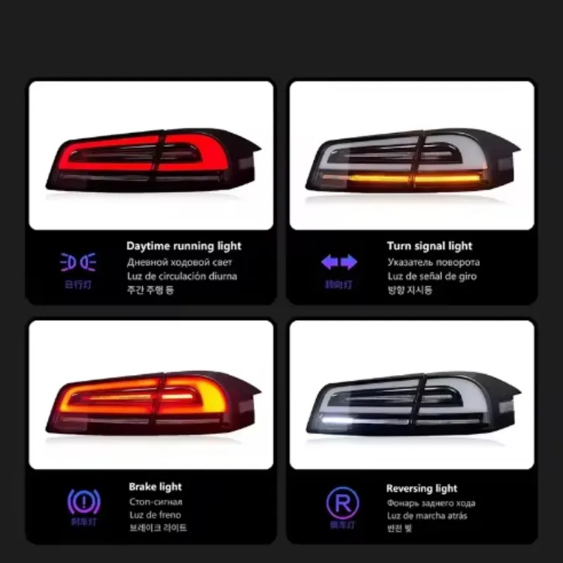 For Upgrade for Used Tesla Model S with New 12V LED Taillights Red Lens Color for New Models