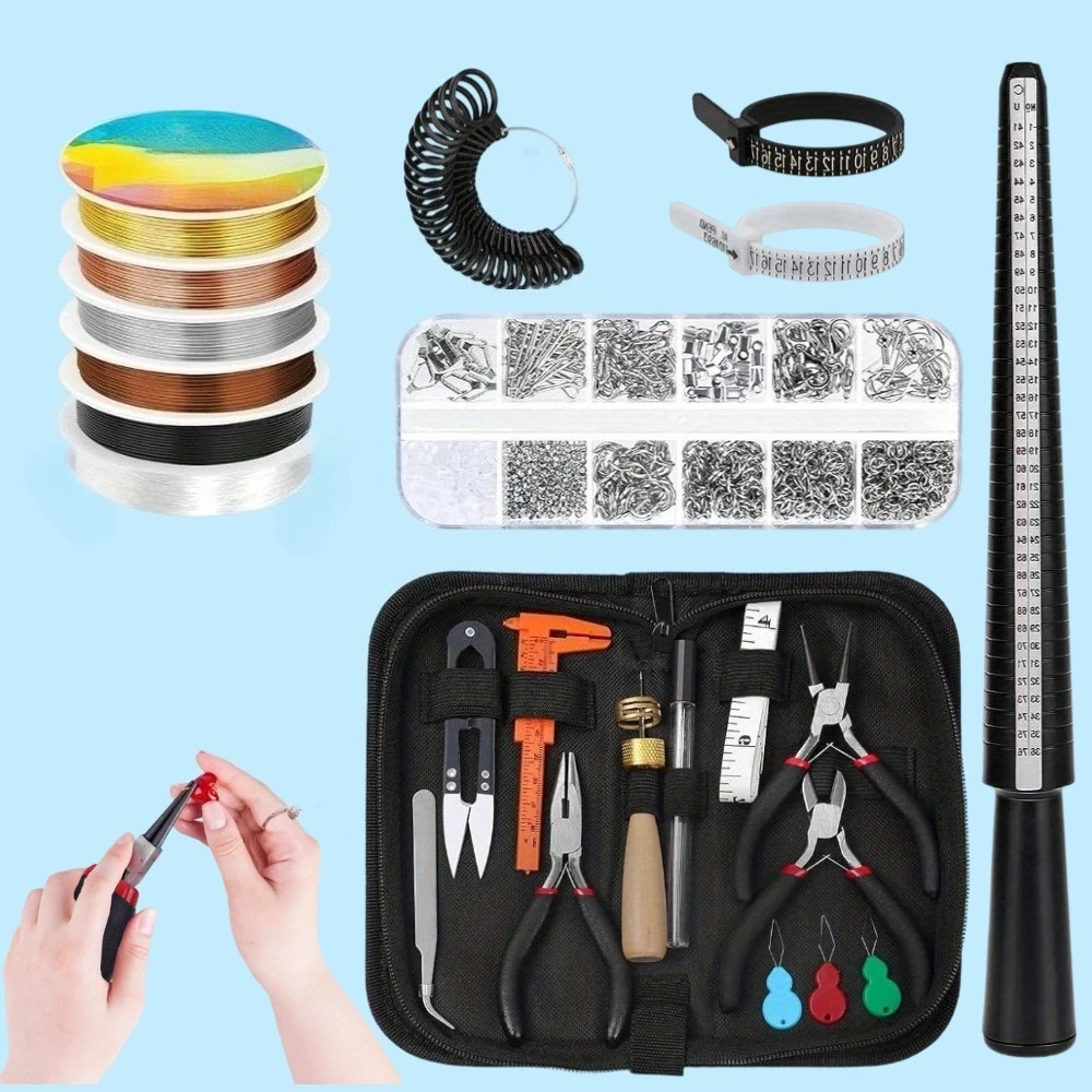 

Набор из 26 предметов для изготовления украшений, ремонта и бисероплетения: проволока для рукоделия, инструменты, плоскогубцы