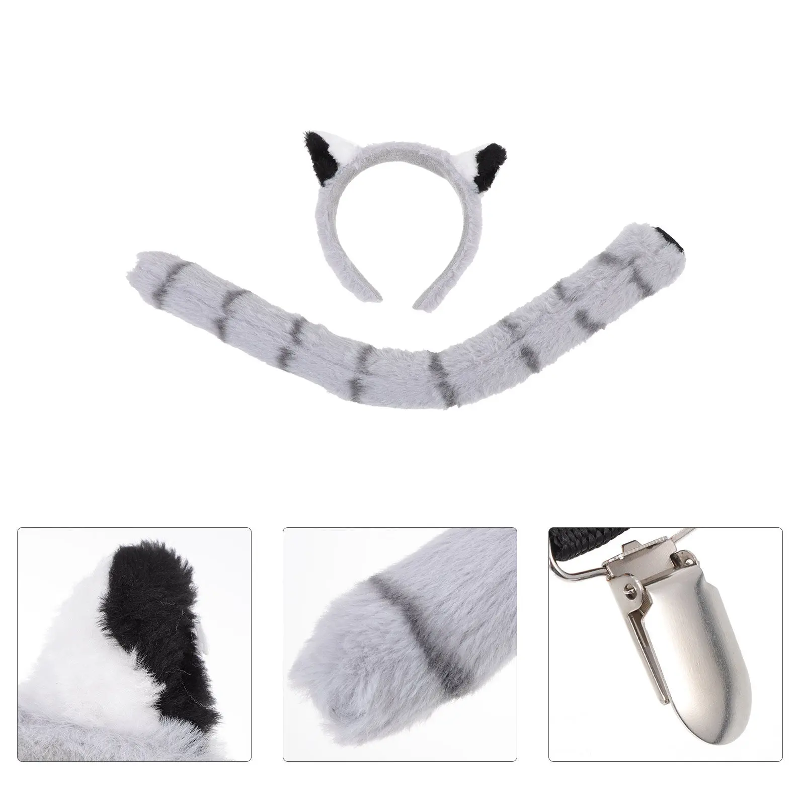 

Набор: очаровательная повязка на голову с ушками животного и хвостом, праздничный костюмный аксессуар, элегантная повязка для волос для танцев, фестивалей, выпускных вечеров и балов