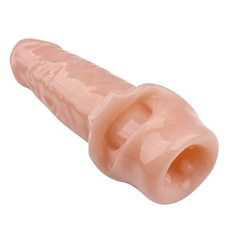 Male Lengthen Reusable Realistic Penis Sleeve Extender With Ball Loop Sex Toys Silicone 11inch