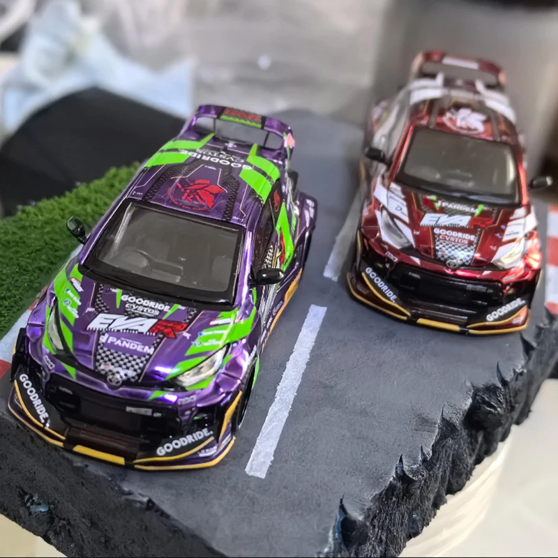 

Pop Race In Stock 1:64 Pandem GR Yaris Red Diecast Diorama Car Model Toy
