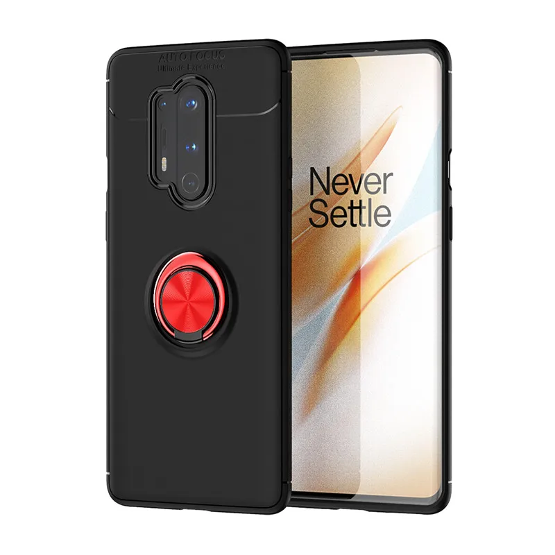 OnePlus 8 Pro IN2020 Case Metal Magnetic Finger Ring Holder Silicone Cover Back Cover Soft Phone Case for OnePlus 8 Pro IN2023