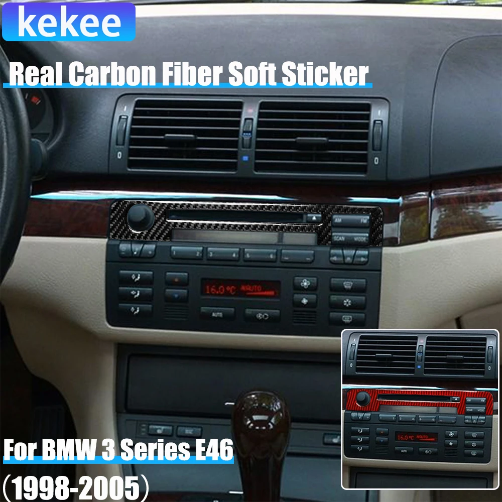 

Real Carbon Fiber Car Accessories Center Console Cover Sticker For BMW 3 Series E46 1998 1999 2000 2001 2002 2003 2004 2005