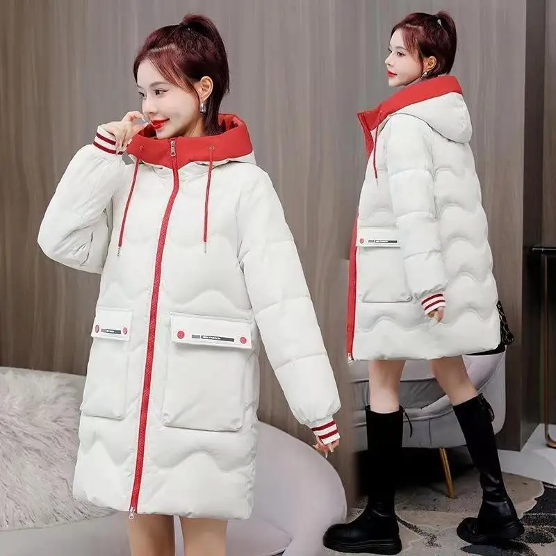 2023 New Women Down Cotton coat Winter Jacket Female large size loose Parkas thicken Outwear keep warm Medium style Overcoat