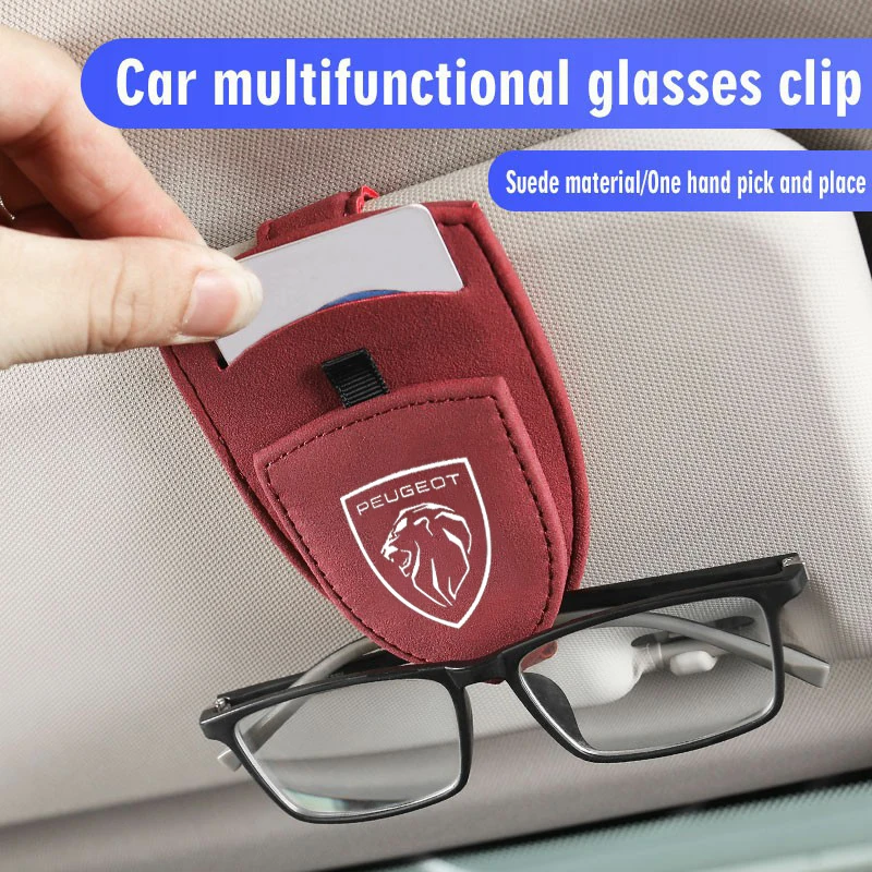 Car Sun Visor Glasses Storage Holder Card Ticket Clip Accessories For Peugeot 408 4008 308 3008 Rifter 5008 508 2008 208 301 RCZ