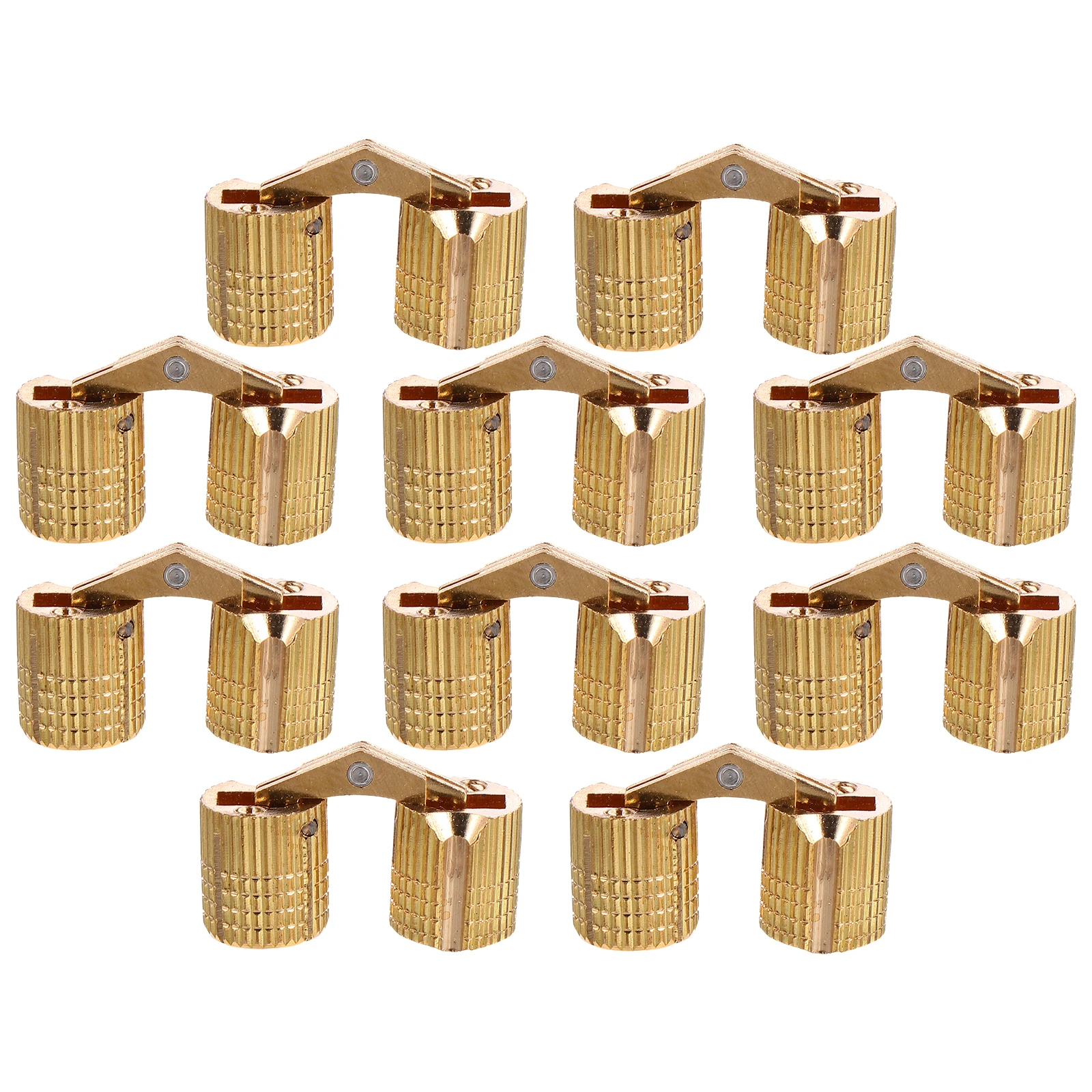 

10pcs Cylinder Hinges Invisible Brass Furniture Accessories Golden Hidden Closing Durable Quality