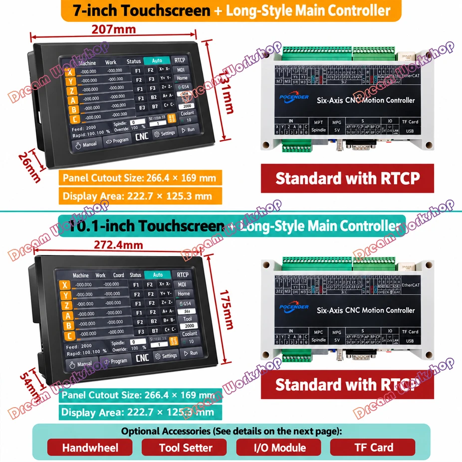 RTCP CNC engraving machine Controller 6 Axis 5-linkage EtherCAT bus version, offline touchscreen Supports automatic tool change