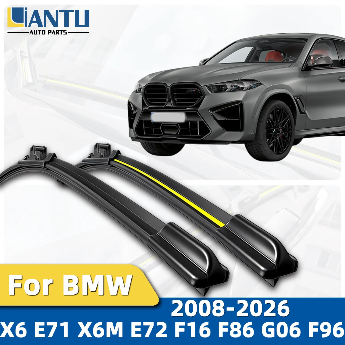 

2 шт. автомобильных дворников для BMW X6 E71 X6M E72 F16 F86 G06 F96 2008-2026, передние щетки стеклоочистителя, премиум-аксессуары 2025 2024 2023