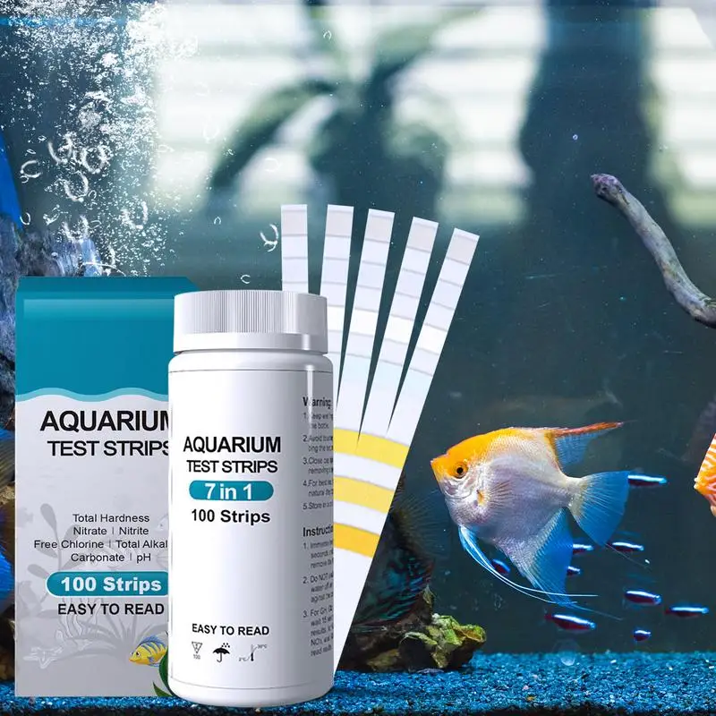 Kit di Test per acquario da 100 pezzi per Kit di Test per acqua salata Freshwaters 7 In 1 strisce reattive per acquari PH NO3 NO2 GH KH CI TCLs