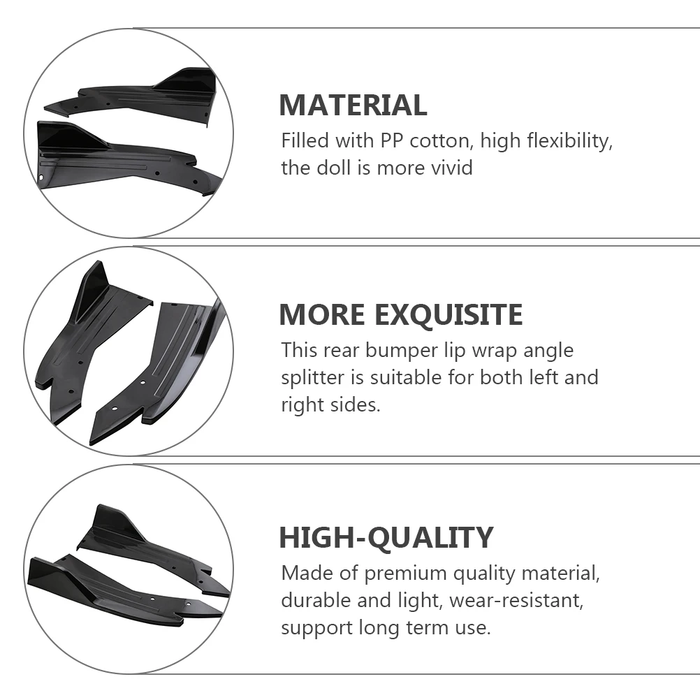 

2pcs Car Rear Bumper Lip Durable Abs Protector For Scratch Resistance, Rear Bumper Diffuser Splitter Guard, Exterior Car Styling