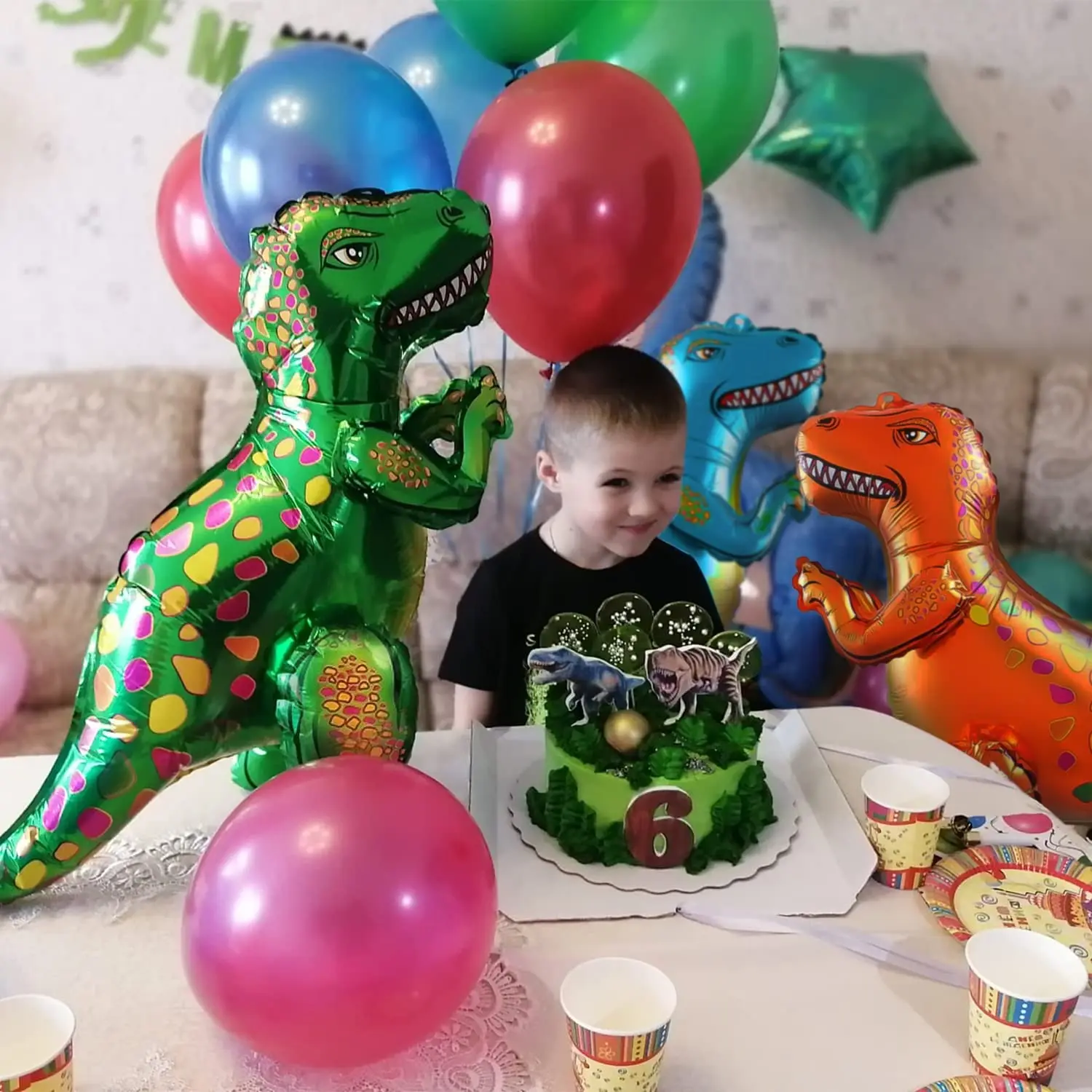 3 Stück 25-Zoll 3D Tyrannosaurus Rex Aluminiumfolienballons Dinosaurier-Dschungel-Thema Geburtstagsgeschenk Einkaufszentrum-Dekoration Ballons – Detail 3