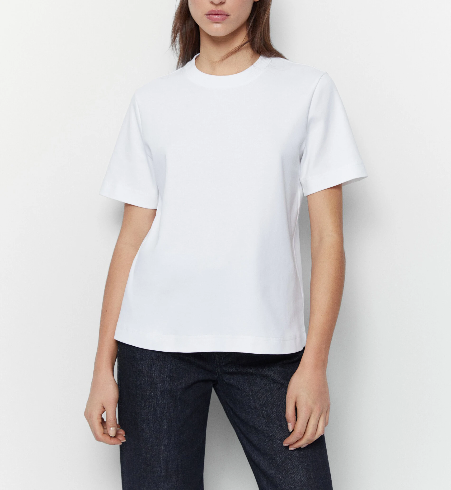 

Новая весенняя футболка Sle Pure Color, хлопковая круглая футболка Ne ort Sve с ребристом воротником Base irt MD 6823540, повседневный женский топ