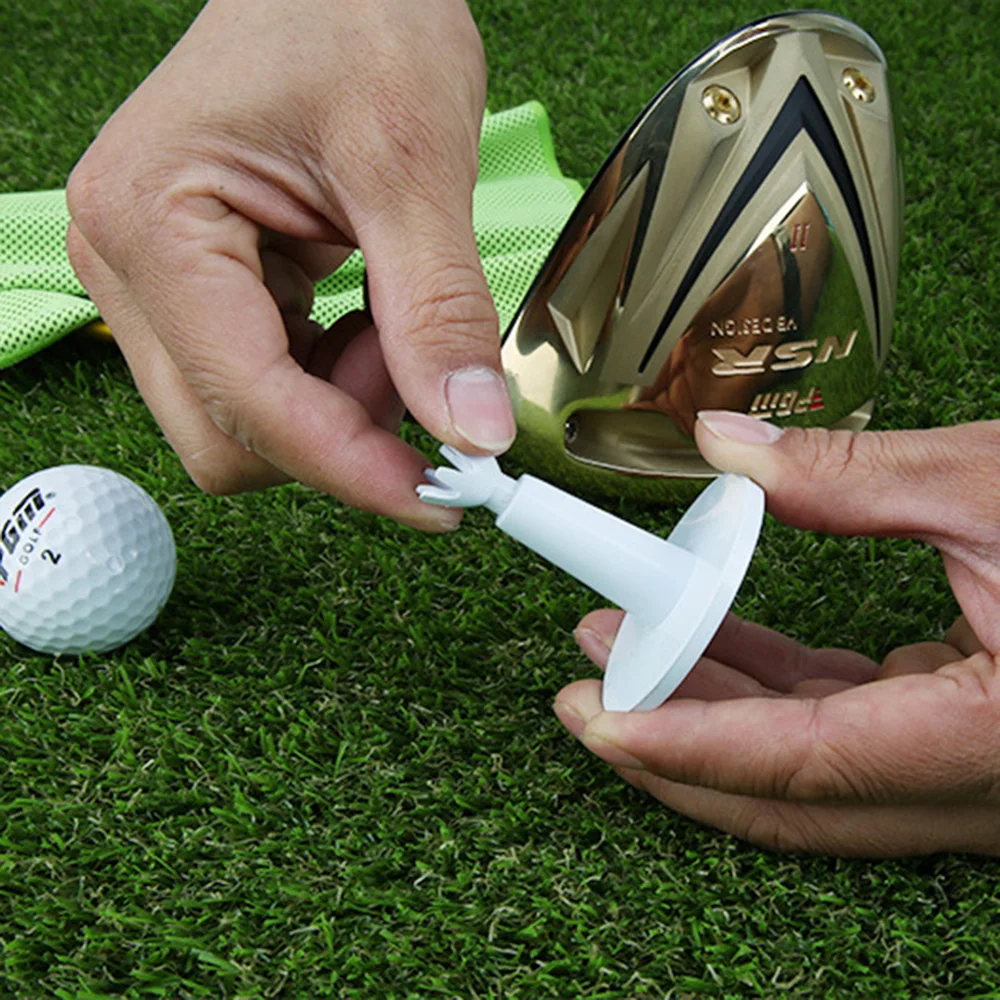 2pcs Golf Ball Tee Set, White Plastic Durable Soft Rubber Bendable Golf Tees Holder, Adjustable Height Practice Tees