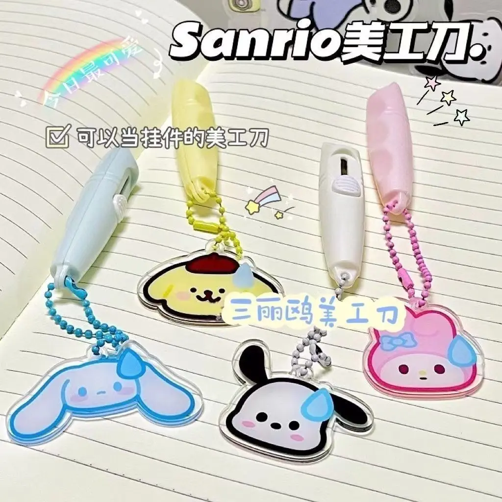 2Pcs sanrio Kawaii Utility Knife Hello Kitty Cartoon Telescopic Portable Unpack Express Knife Kuromi Cute Stationery New Style