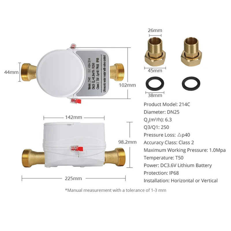 PHILE-2X تويا زيجبي عداد المياه بالموجات فوق الصوتية DN20 مع صمام شاشة الكريستال السائل كمية المياه تدفق استهلاك قياس IP68 #6
