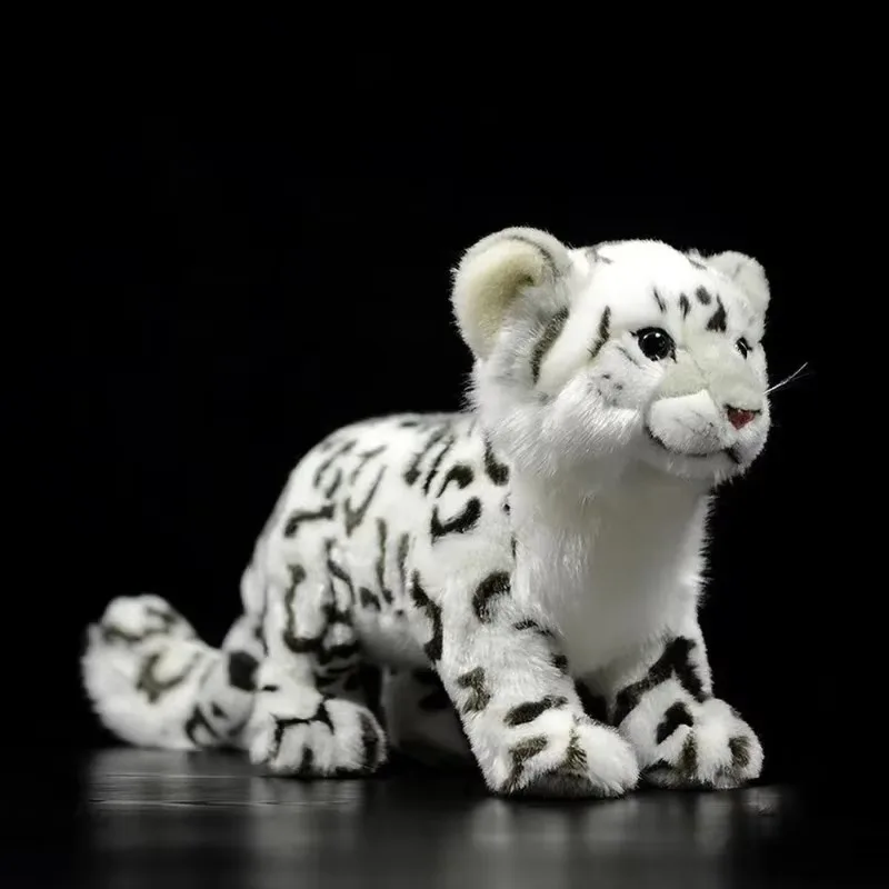 Cute Lifelike Standing Snow Leopard Stuffed Plush Toy Panthera Uncia  Soft White Ounce Doll Birthday Gift for Kids