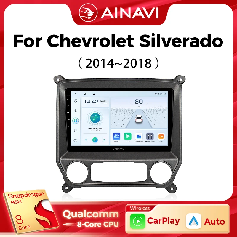 

Ainavi Car Multimedia Player For Chevrolet Silverado 3 GMTK2 2014-2018 wireless Carplay Android Auto 4G Wifi 2din