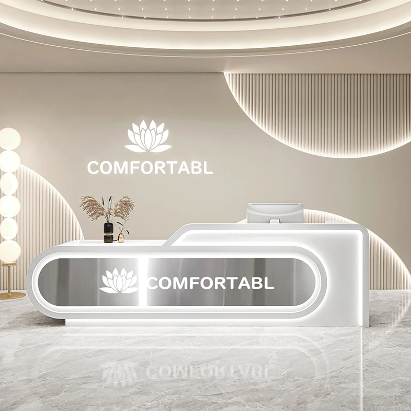 صالون تجميل أمين الصندوق متجر الملابس طاولة انتظار قوس الاستقبال مكافحة صالون تجميل قاعة الأعمال الأثاث الصناعي للأعمال