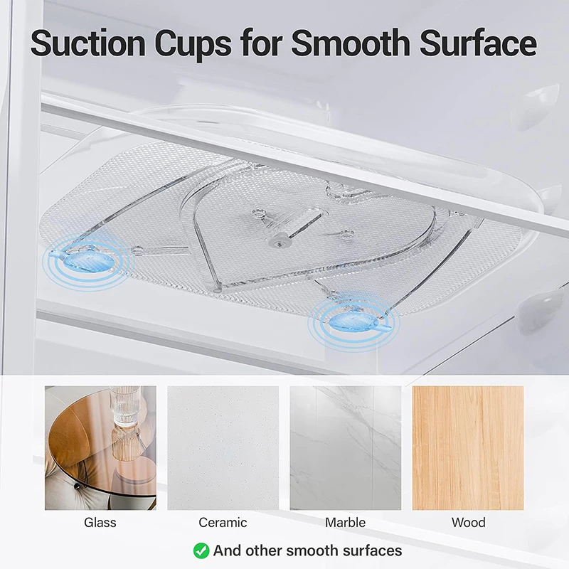 عبوة واحدة من منظم القرص الدوار كسول سوزان للثلاجة، منظم توابل سوزان المستطيل الشفاف لمنظمات الثلاجة