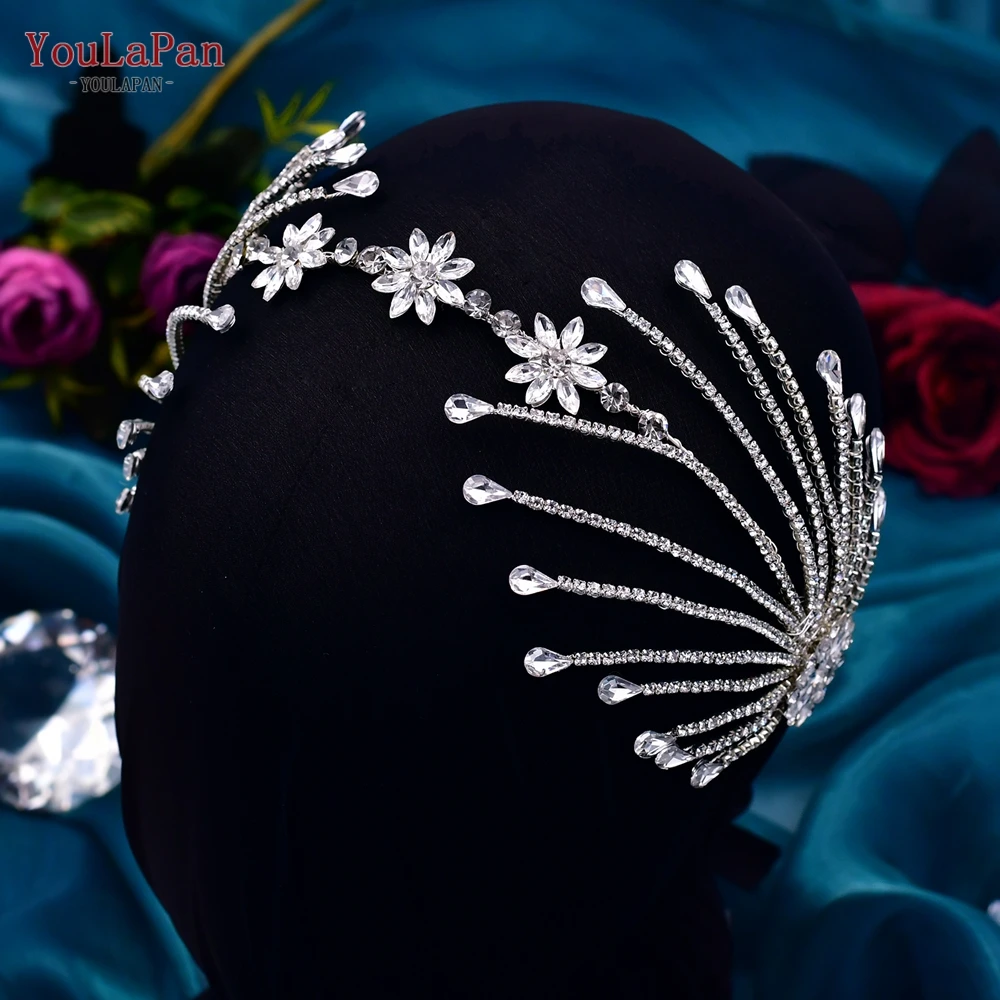 

YouLaPan HP476 Crysta Bridal Crown Shiny Wedding Hair Accessories Bride Hair Ornament Woman Headdress for Paryt Pageant Headband