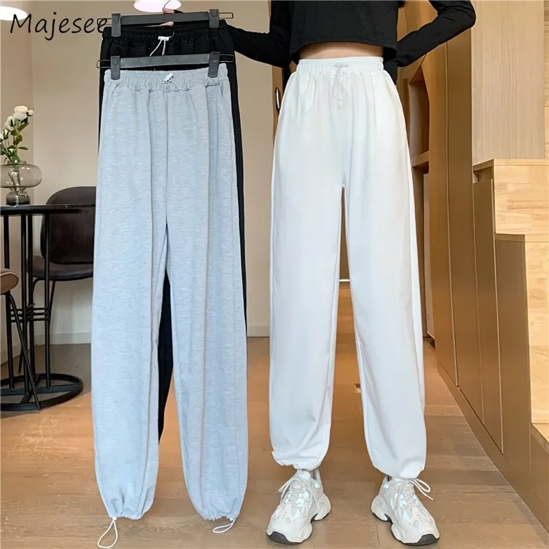 

Sporty Casual Pants Women Baggy Fashion Joggers High Waisted Solid Basic Students All-match Streetwear Chic Harem Ulzzang Spring