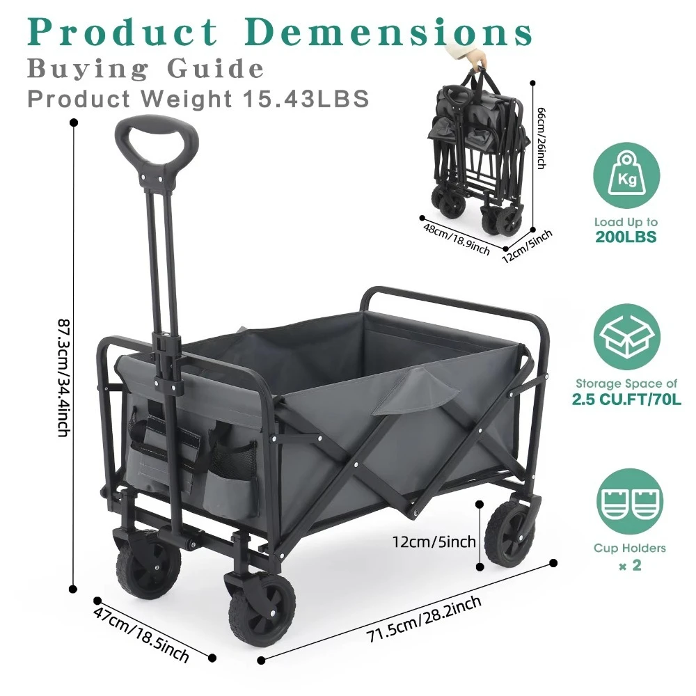Large Capacity Outdoor Camping Easy To Fold Pet Cart Portable Custom Pull Wagons Cart