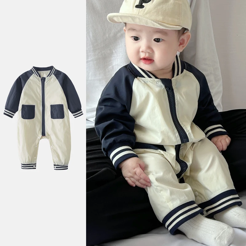 Baby One-piece Clothes Autumn Long Sleeve Rompers Boy girl Simple Contrast Baseball Clothes Newborn Clothes Outward