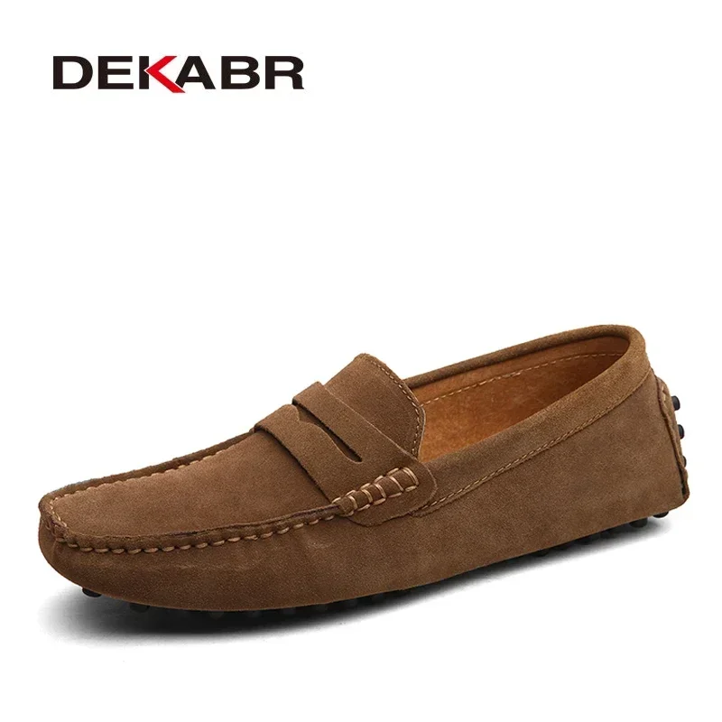 DEKABR, zapatos informales para hombre, zapatos de moda para hombre, mocasines de cuero genuino para hombre, mocasines sin cordones, zapatos planos