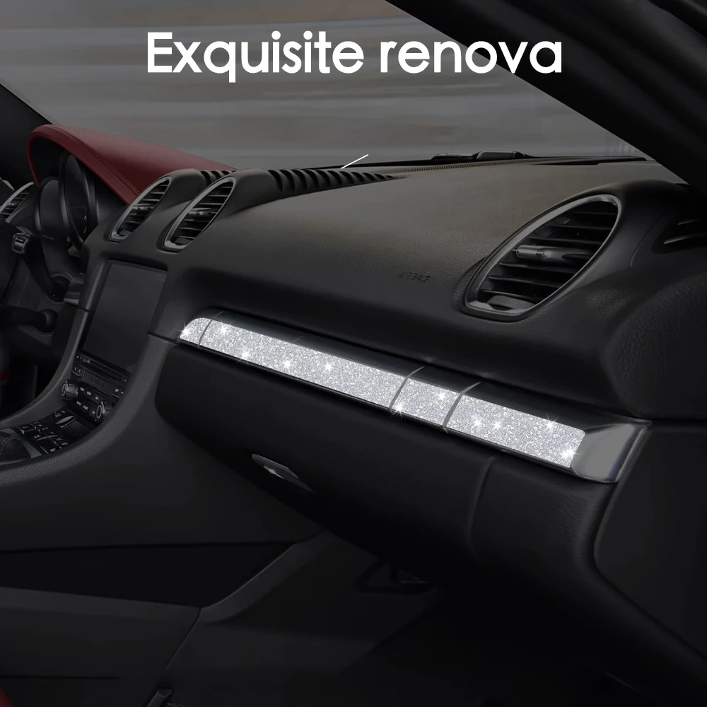 لبورشه 718 2016-2024 911 2012-2018 بوكستر كايمان تعديل السيارة الداخلية الماس مطعمة زخارف اللوحات شرائط