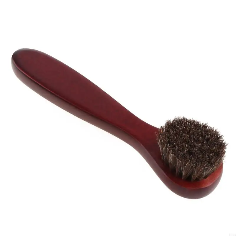 B46A مقبض خشبي طويل، فرشاة شعر الحصان الخشن، أداة تلميع قضيب الدوبر