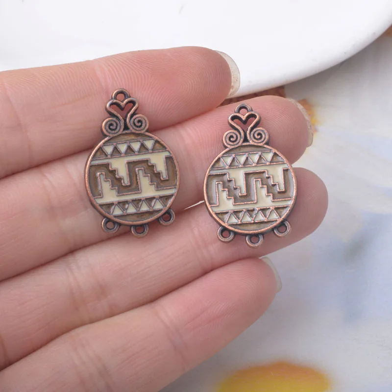 10 Stück/Set Boho Charms Verbinder Statement-Schmuckzubehör Braun Runde Dreieck-Verbinder Anhänger DIY Damenohrringe – Detail 6