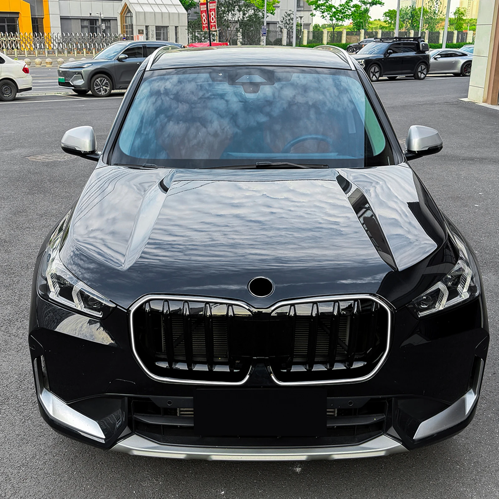 Komplett Schwarzer Front-Kühlergrill für BMW X1 IX1 U11 2023-2026, Einzel-/Doppellamellen-Stil, Oberer Stoßfänger-Gitterrost