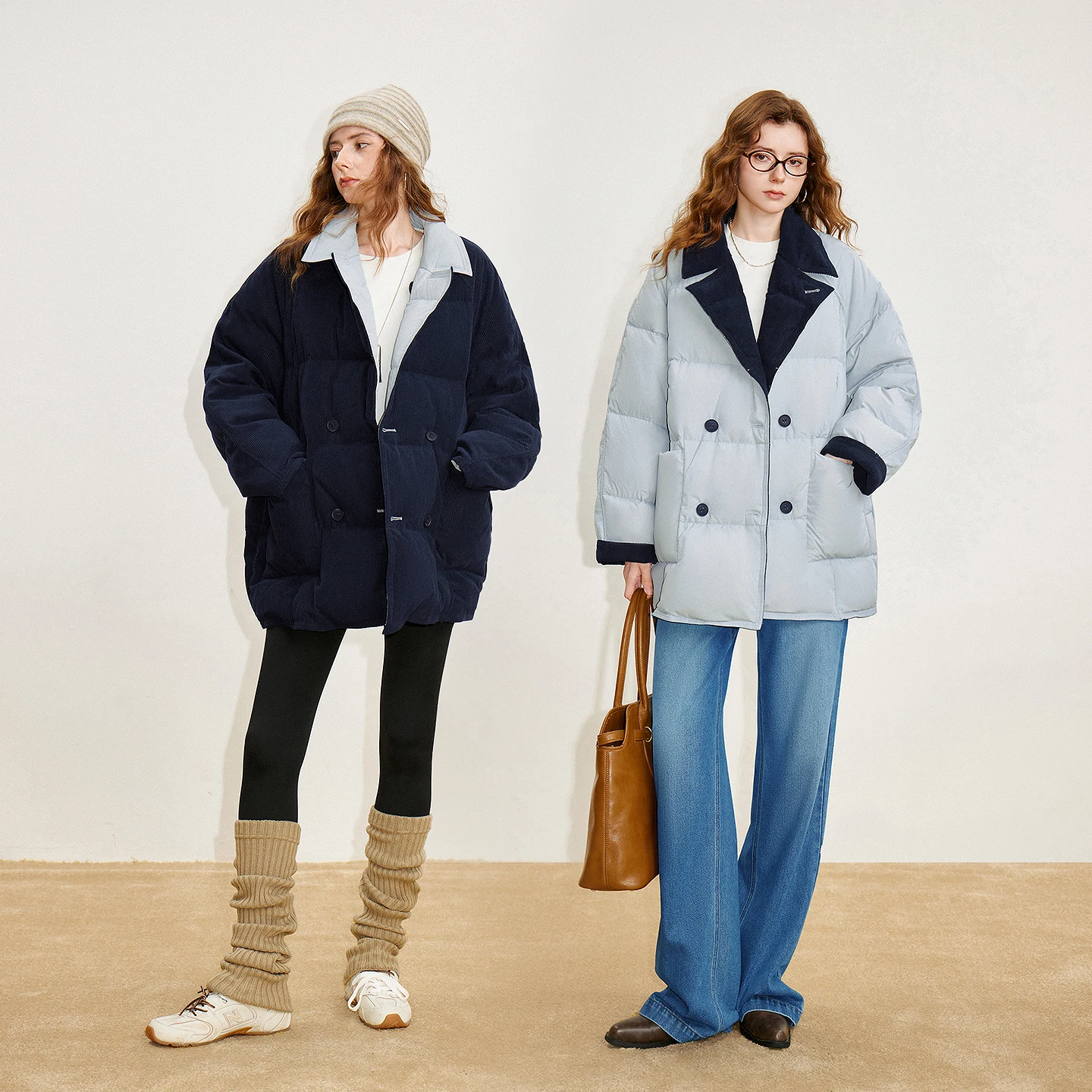 TOYOUTH-Chaqueta de plumón Reversible con estilo para mujer, traje nuevo de invierno 2025, solapa de muesca, ropa de abrigo cálida con bloques de colores 90%